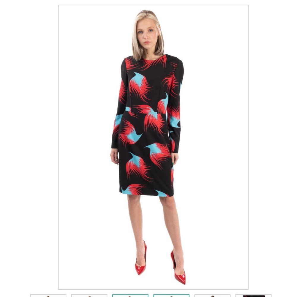 €725 MARCOBOLOGNA Sheath Dress Size IT 44 / L Flame Pattern Made in Italy